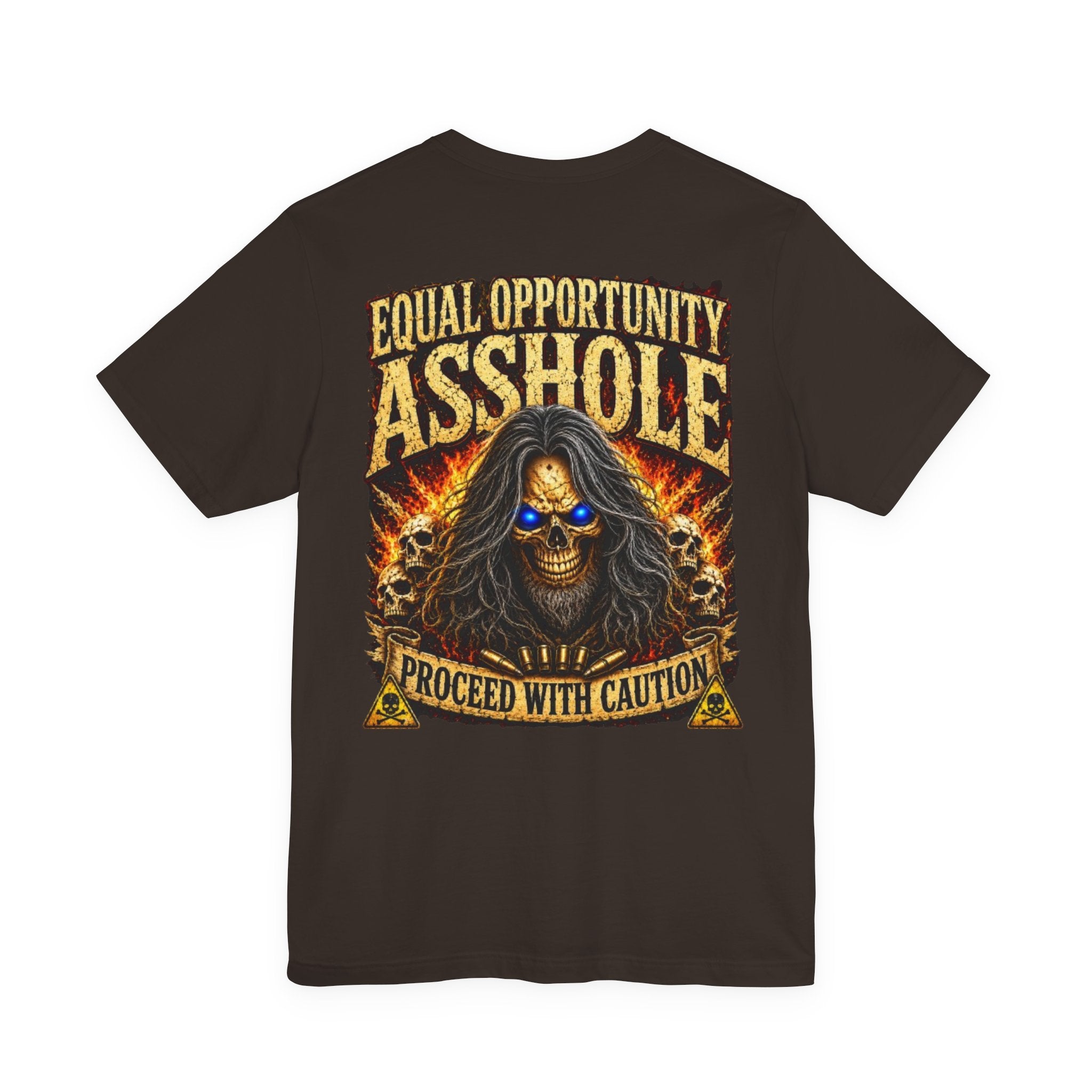 "Equal Opportunity Asshole" Graphic Tee with Skull & Flames (Proceed With Caution)