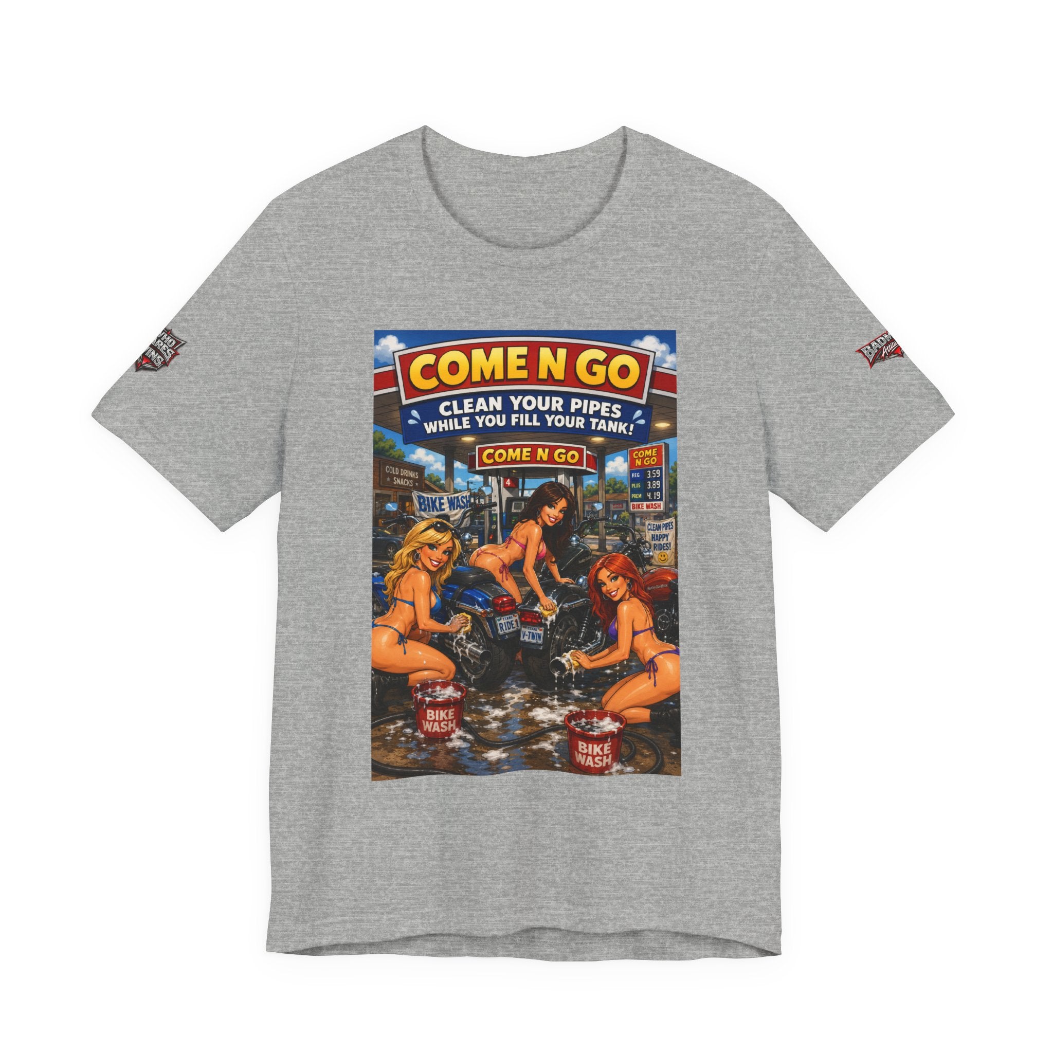 “Come N Go” Retro Mechanic Artwork — Vintage Pinup Garage Tee