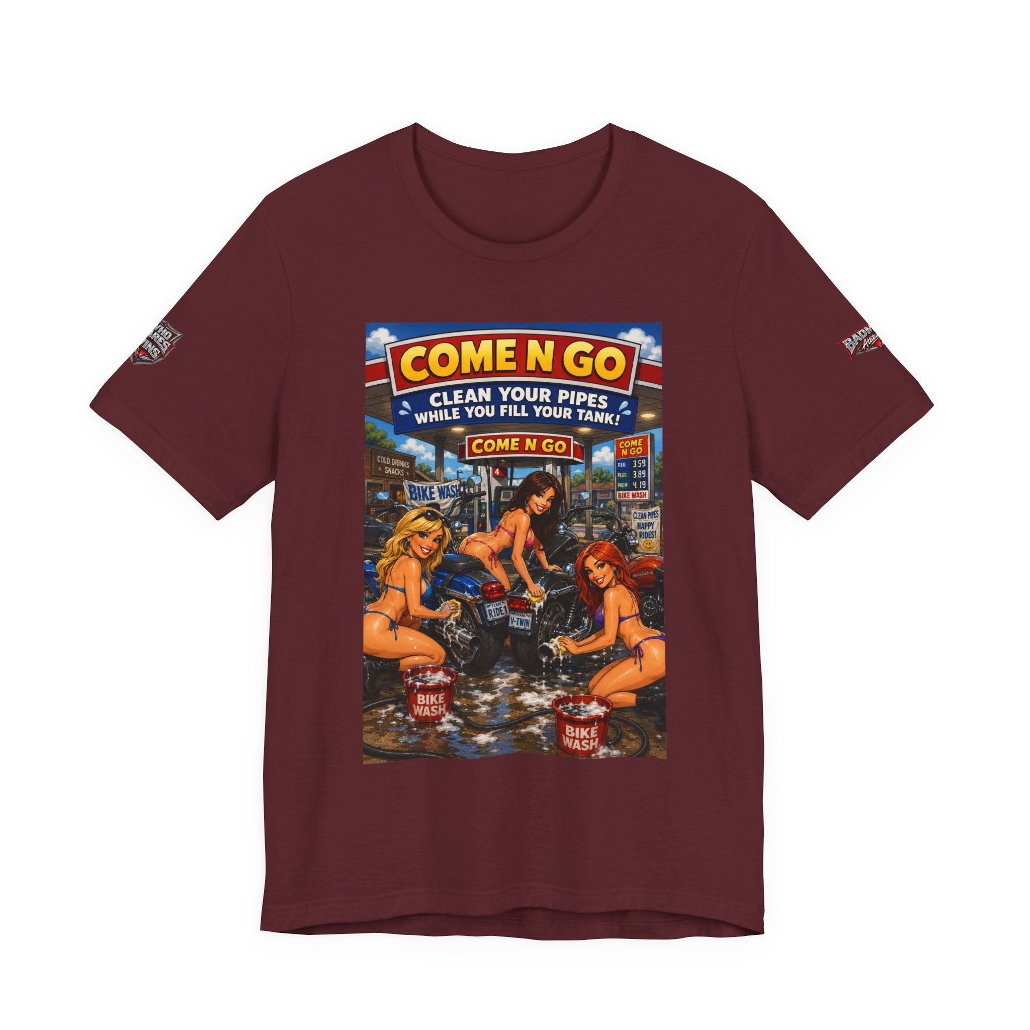 “Come N Go” Retro Mechanic Artwork — Vintage Pinup Garage Tee