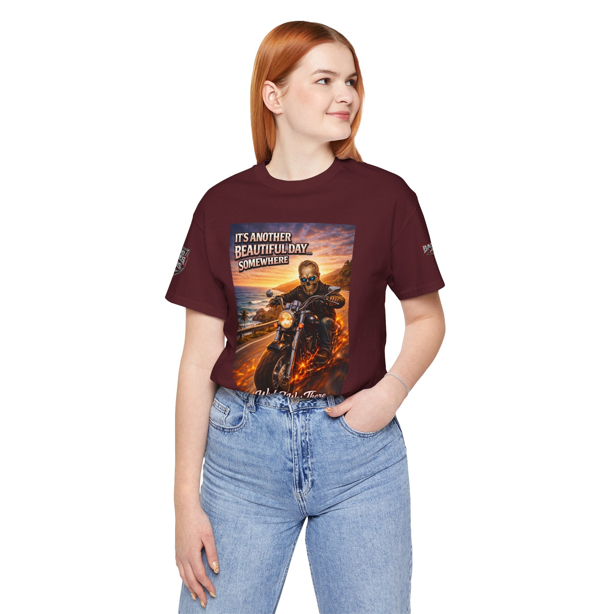 "It's Another Beautiful Day Somewhere / Wish I Was There" Biker Shirt