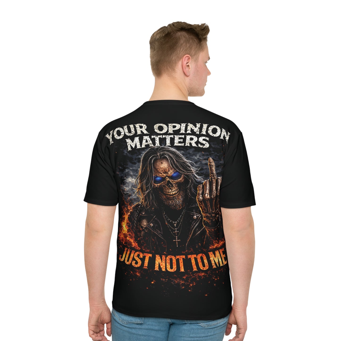 'Your Opinion Matters, Just Not To Me' Skull Biker Graphic Tee