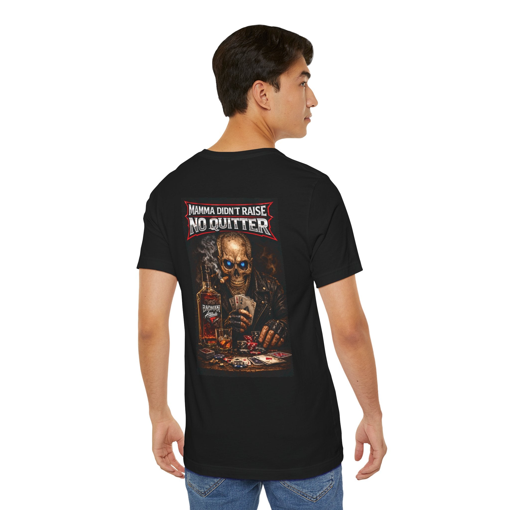 No Quitter Skull Poker T‑Shirt