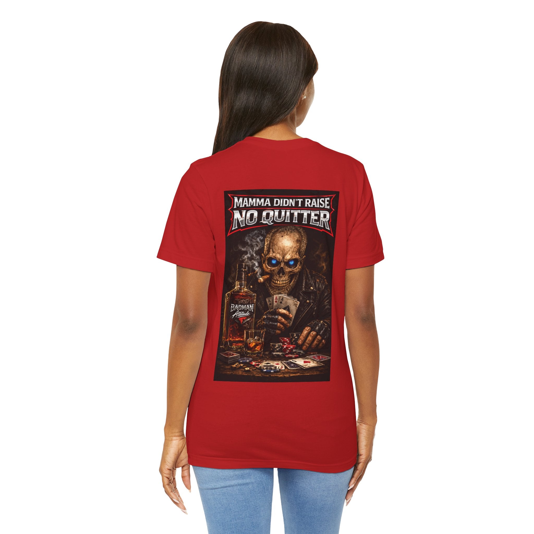 No Quitter Skull Poker T‑Shirt