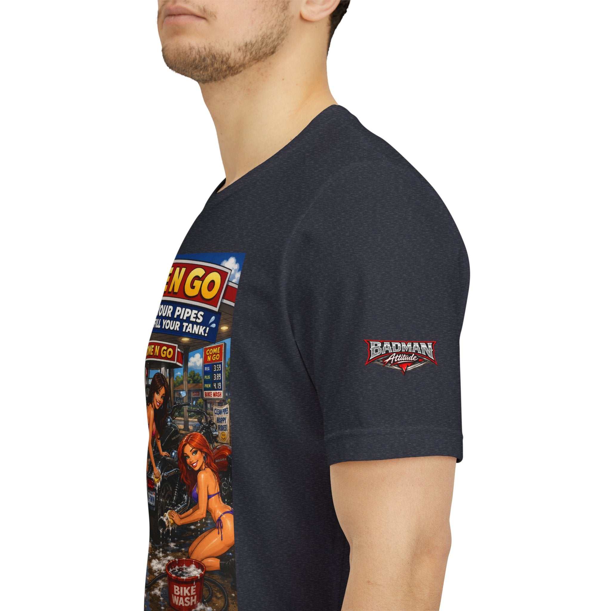 “Come N Go” Retro Mechanic Artwork — Vintage Pinup Garage Tee