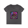 'Badman Attitude' Graphic Tee — Ladies' V-Neck T-Shirt Neon