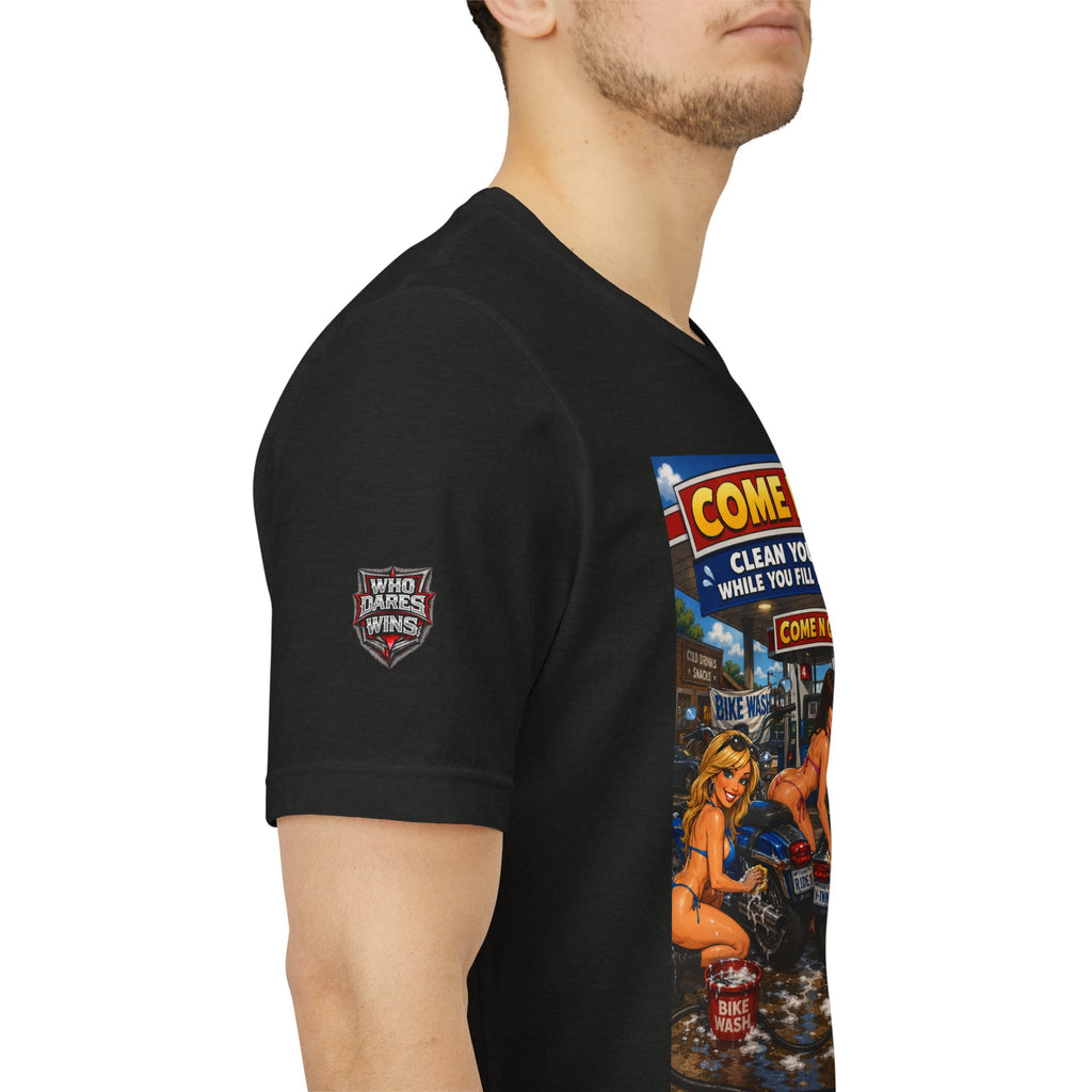 “Come N Go” Retro Mechanic Artwork — Vintage Pinup Garage Tee