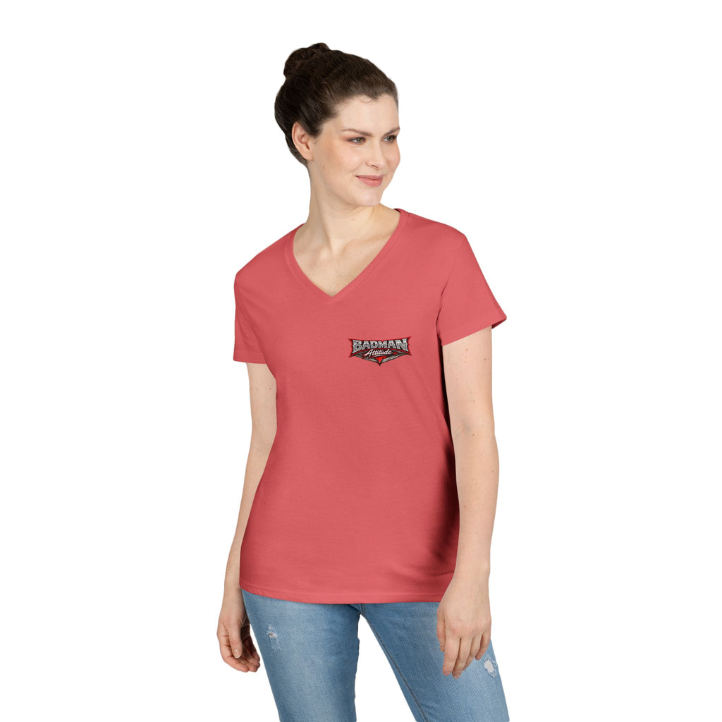 Ladies' V-Neck T-Shirt — "If You Think I'm a Bitch" Gothic Skull Graphic Tee