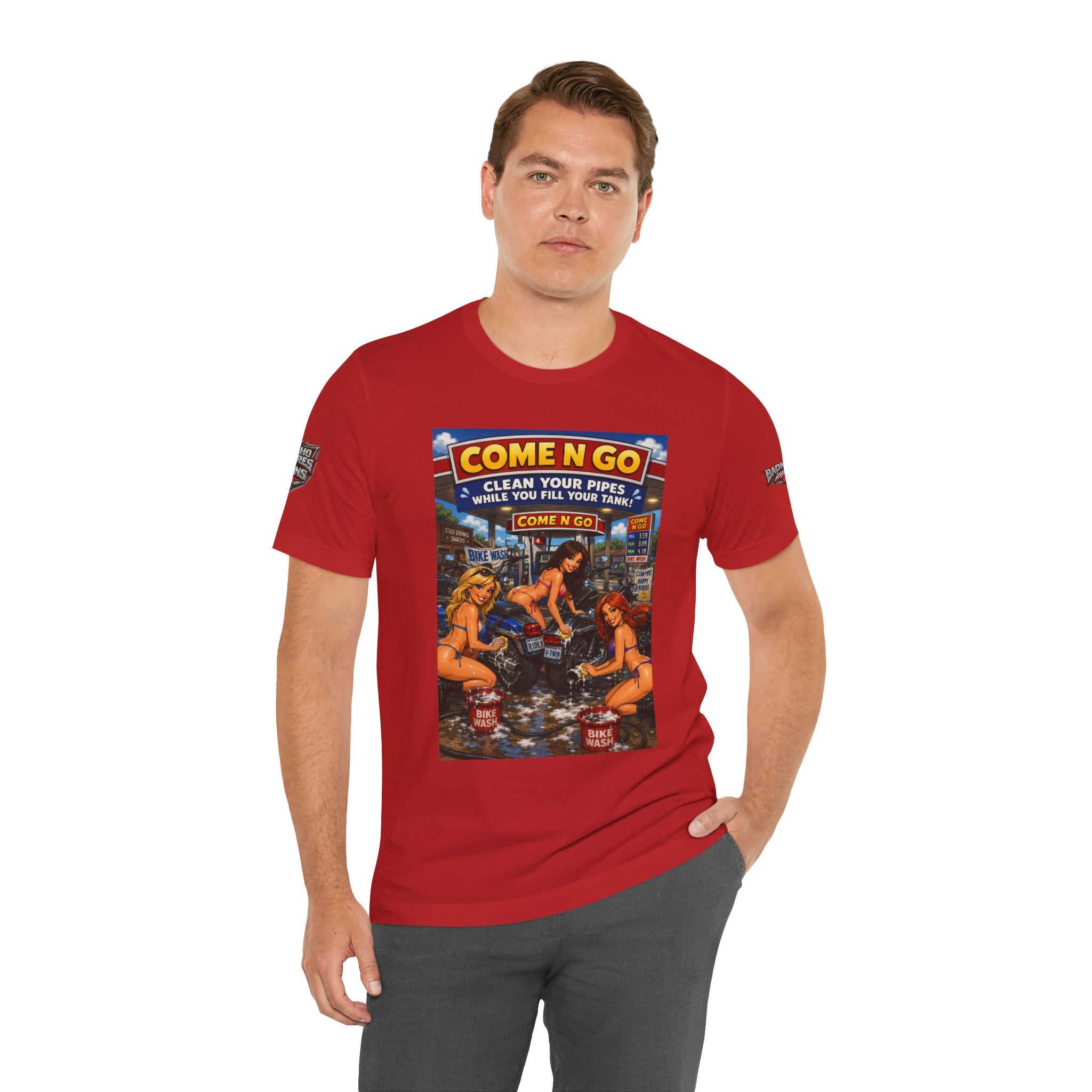 “Come N Go” Retro Mechanic Artwork — Vintage Pinup Garage Tee