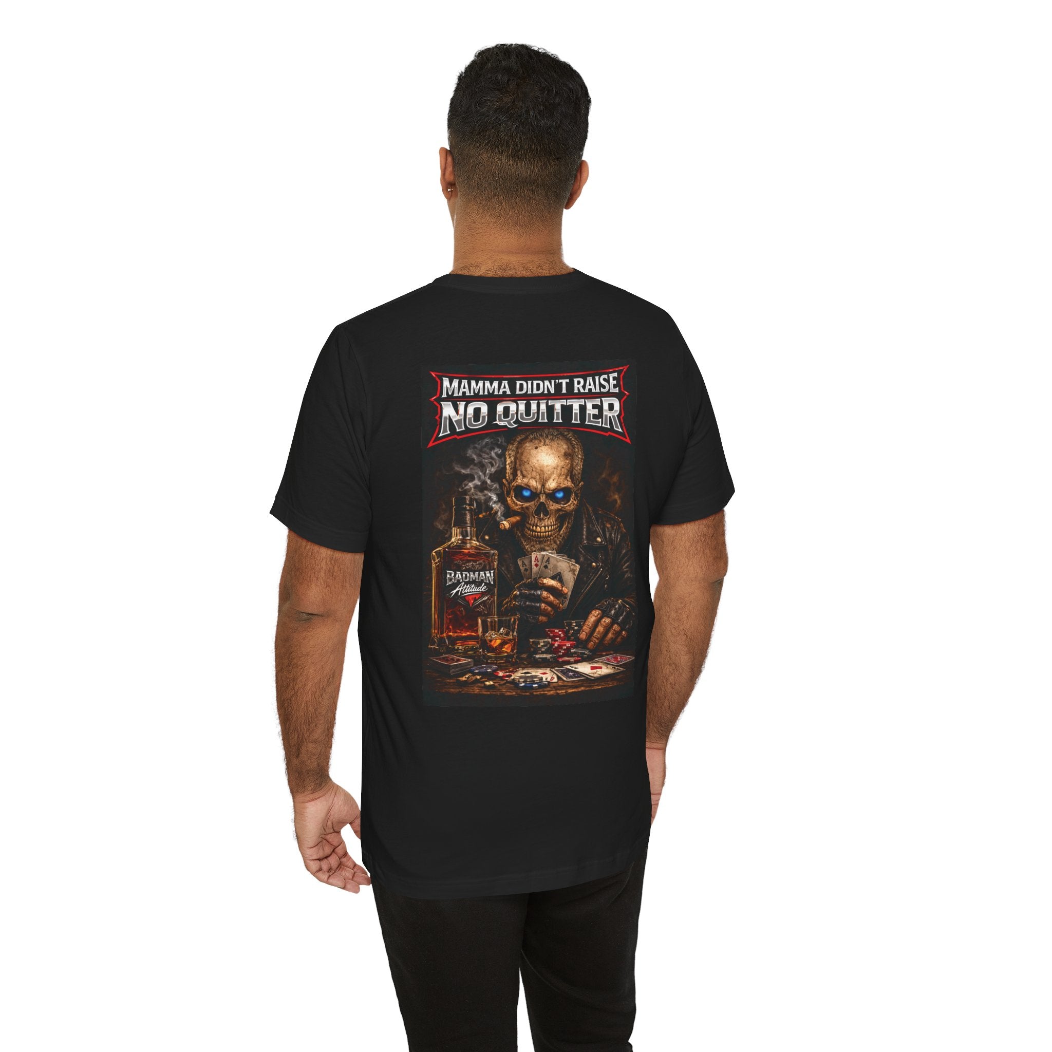 No Quitter Skull Poker T‑Shirt