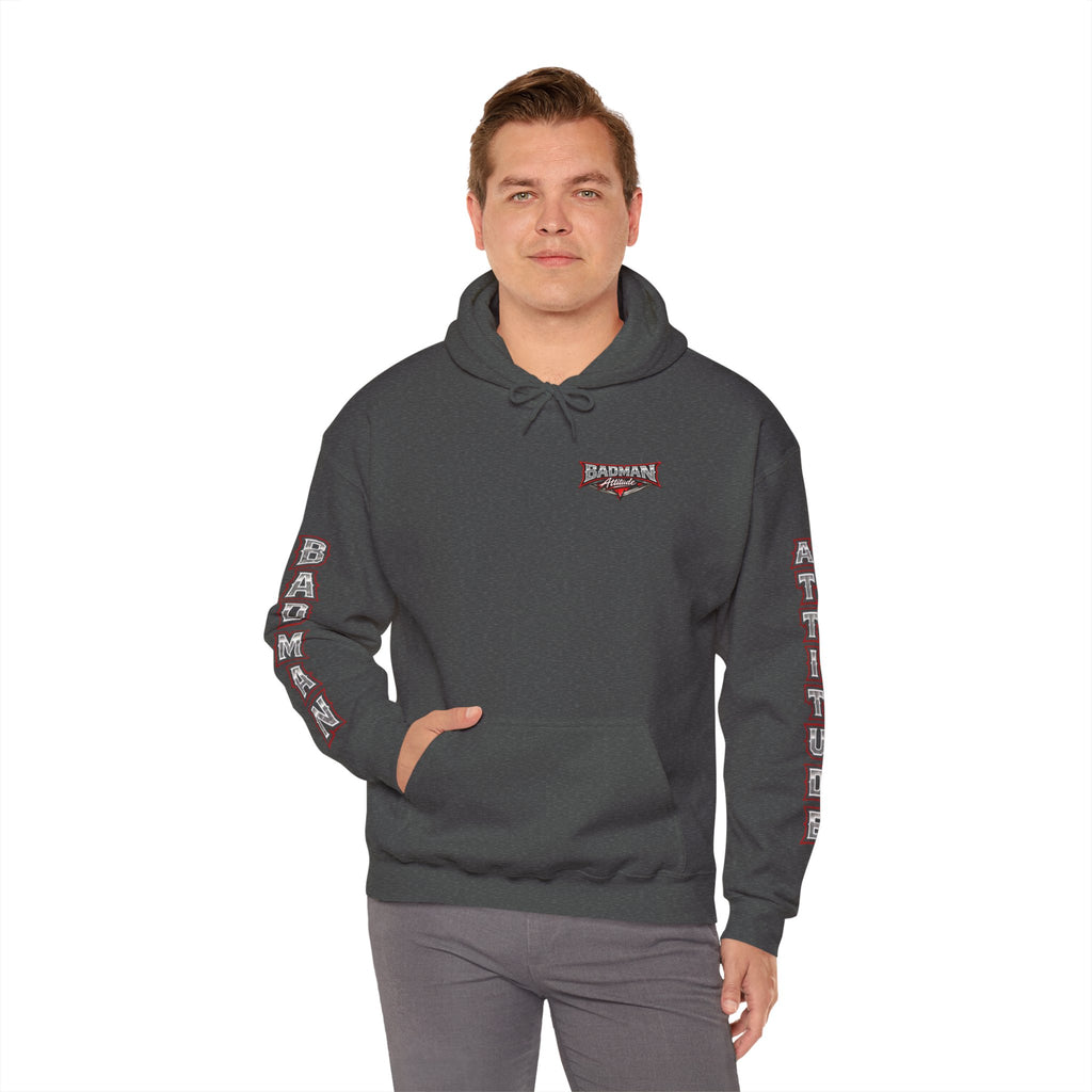 Badman Attitude Hoodie — Graphic Sleeve Logo Hooded Sweatshirt