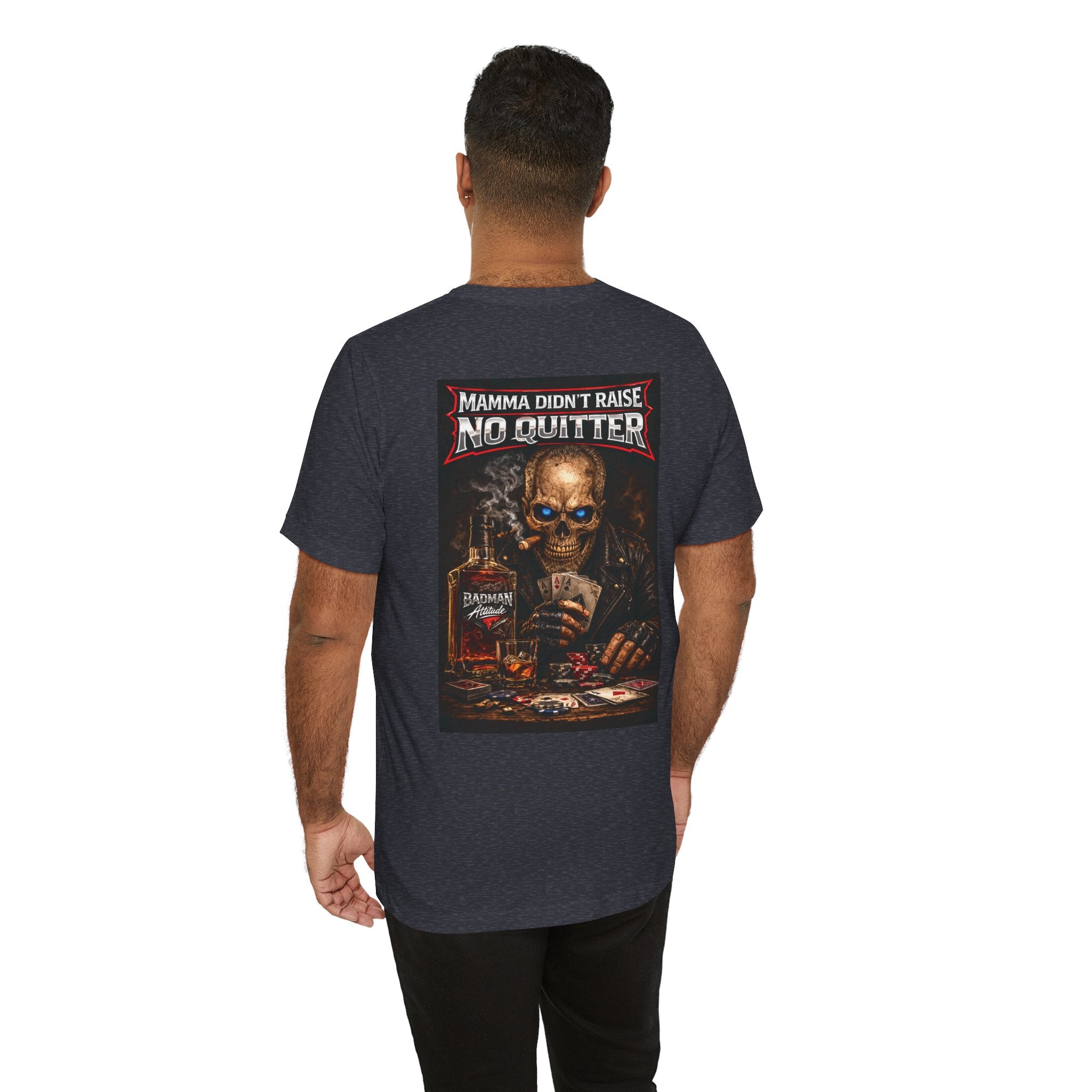 No Quitter Skull Poker T‑Shirt
