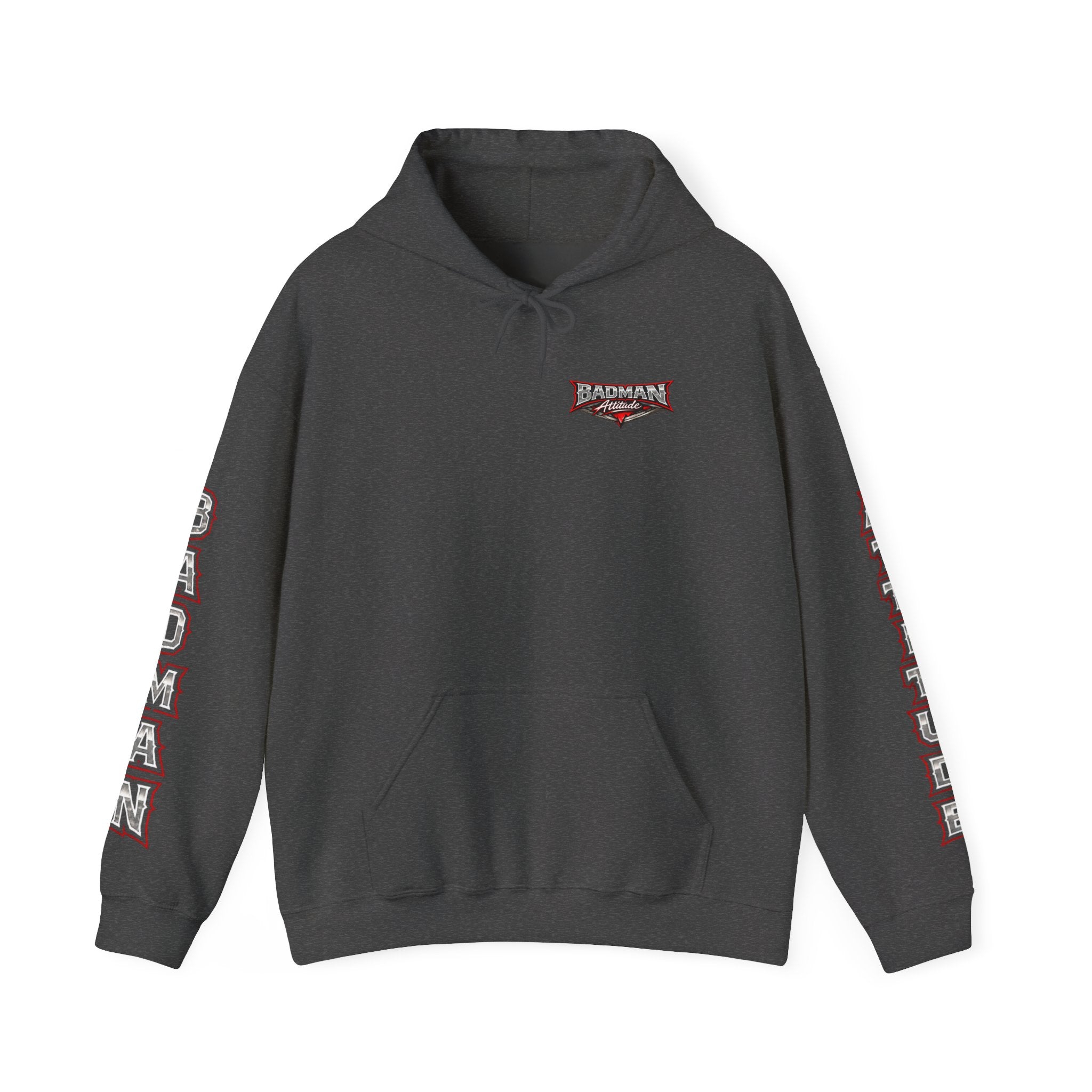 Badman Attitude Hoodie — Graphic Sleeve Logo Hooded Sweatshirt